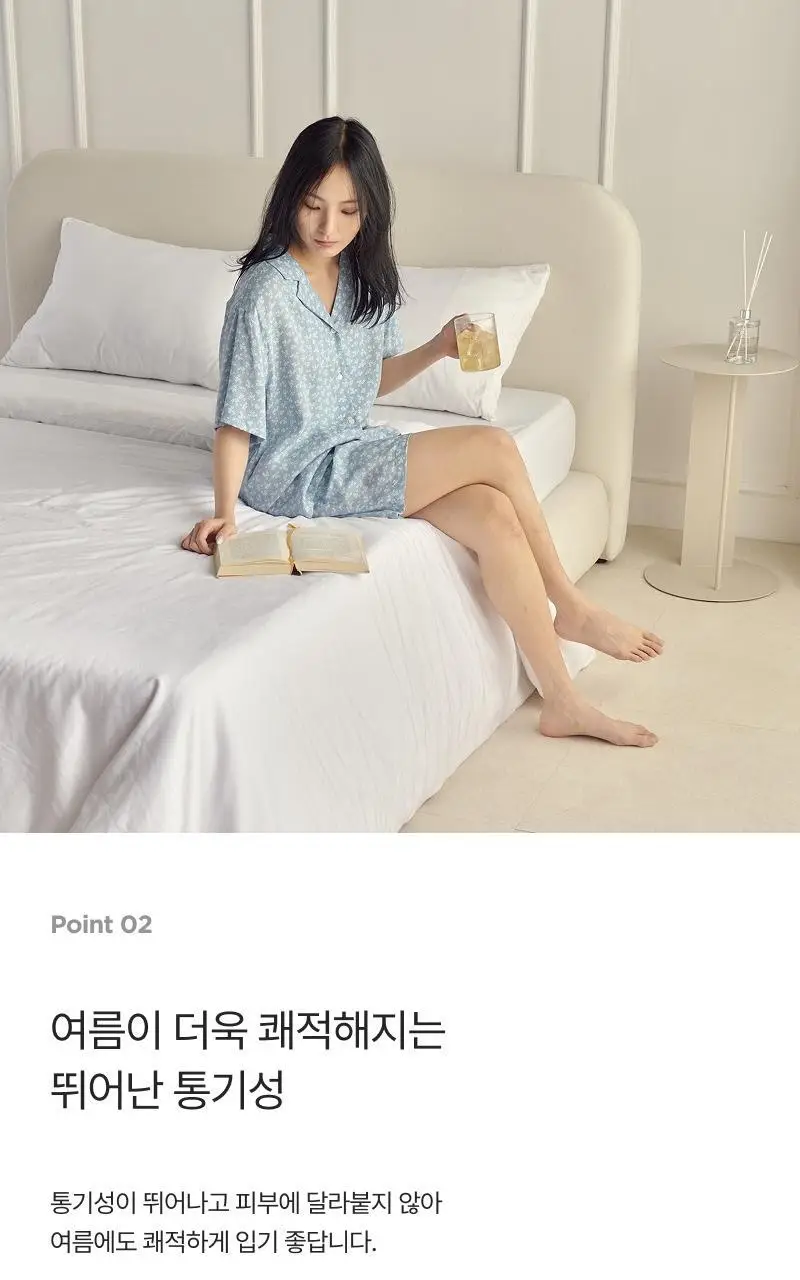 [모던하우스] L 모달100% 부드럽고 시원한 반팔 잠옷세트 블루꽃 상세페이지 7